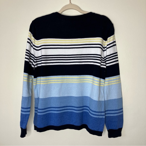 Talbots blue striped cotton knit sweater XL - Picture 3 of 5